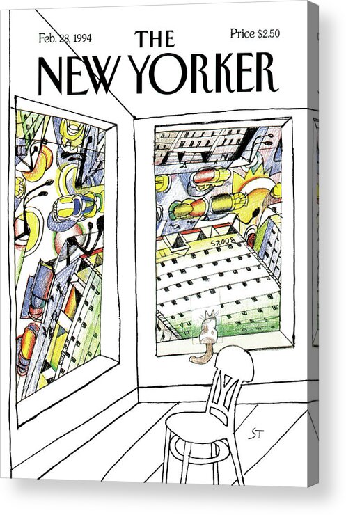Saul Steinberg 50752 Steinbergattny Acrylic Print featuring the painting New Yorker February 28th, 1994 by Saul Steinberg