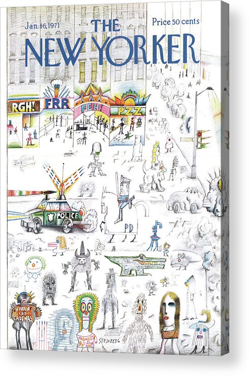 Saul Steinberg 50095 Steinbergattny Acrylic Print featuring the painting New Yorker January 16th, 1971 by Saul Steinberg Saul Steinberg 50095 Steinbergattny Acrylic Print featuring the painting New Yorker January 16th, 1971 by Saul Steinberg