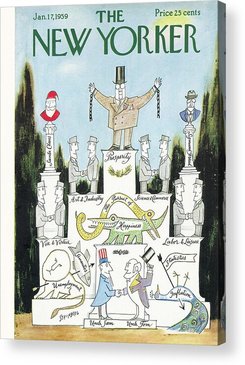 Saul Steinberg 49555 Steinbergattny Acrylic Print featuring the painting New Yorker January 17th, 1959 by Saul Steinberg