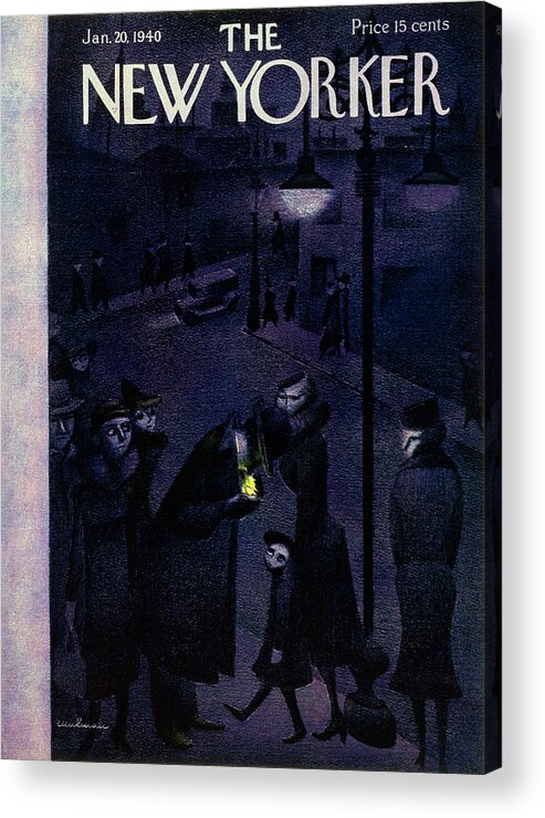 Night Acrylic Print featuring the painting New Yorker January 20 1940 by Christina Malman