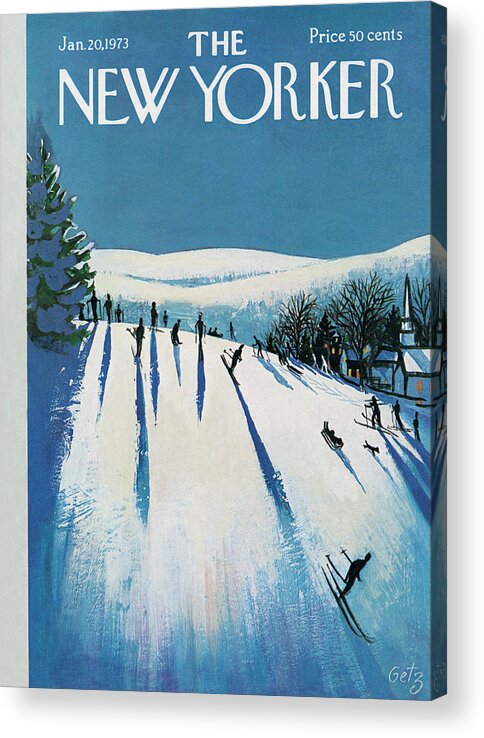 Snow Acrylic Print featuring the painting New Yorker January 20th, 1973 by Arthur Getz