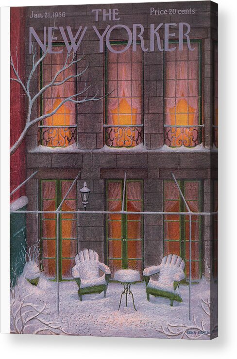 Snow Acrylic Print featuring the painting New Yorker January 21st, 1956 by Edna Eicke