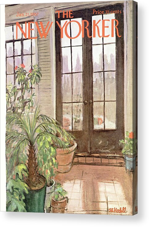 Winter Garden Acrylic Print featuring the painting New Yorker January 21st, 1967 by Frank Modell
