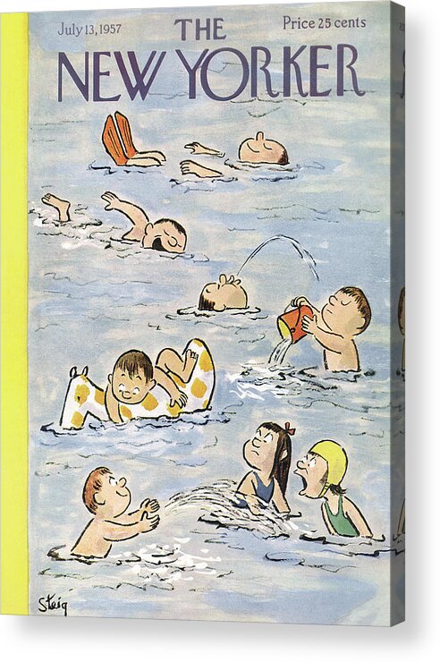 William Steig Wst Acrylic Print featuring the painting New Yorker July 13th, 1957 by William Steig