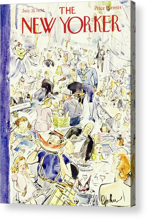 Food Acrylic Print featuring the painting New Yorker July 20 1940 by Perry Barlow