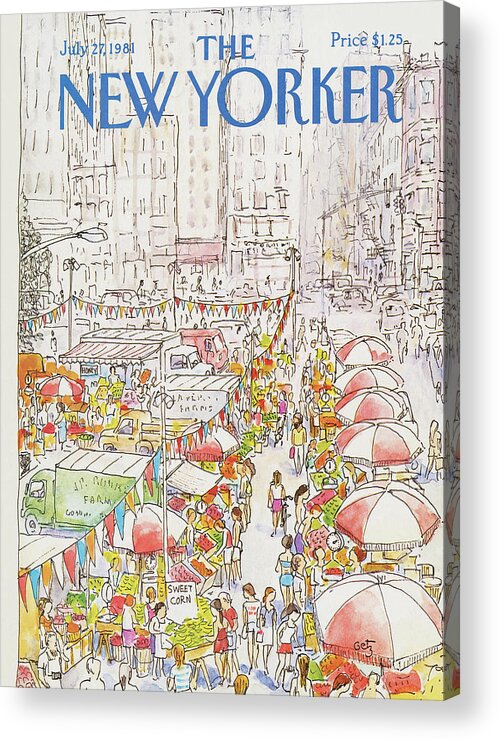 New York City Acrylic Print featuring the painting New Yorker July 27th, 1981 by Arthur Getz