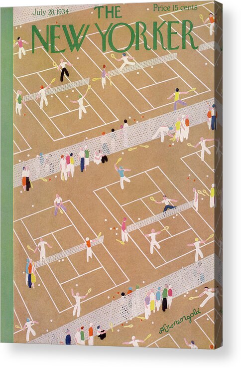 Tennis Acrylic Print featuring the painting New Yorker July 28th, 1934 by Adolph K Kronengold