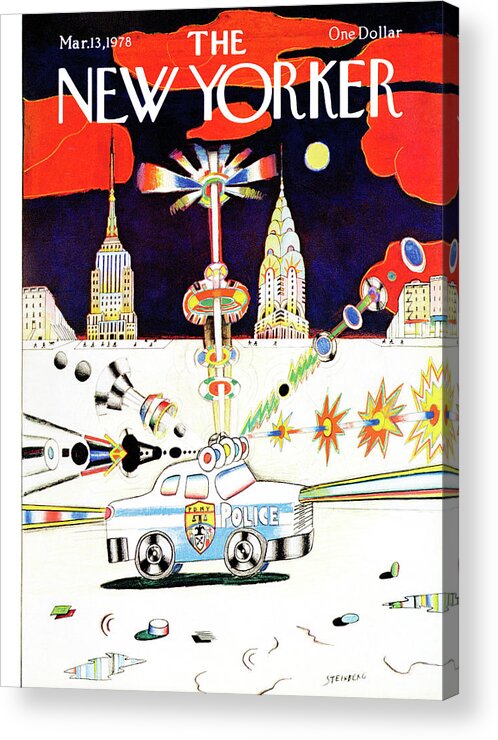 Saul Steinberg 50413 Steinbergattny  Acrylic Print featuring the painting New Yorker March 13th, 1978 by Saul Steinberg