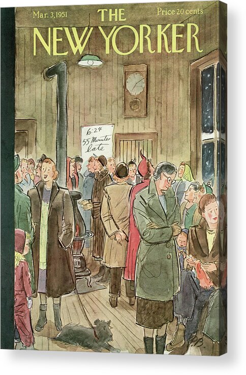Weather Acrylic Print featuring the painting New Yorker March 3rd, 1951 by Perry Barlow