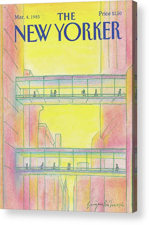 Manhattan Acrylic Print featuring the painting New Yorker March 4th, 1985 by Eugene Mihaesco