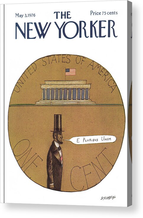 Saul Steinberg 50330 Steinbergattny Acrylic Print featuring the painting New Yorker May 3rd, 1976 by Saul Steinberg