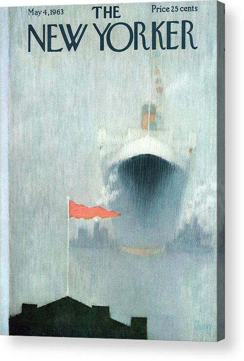 Ocean Liner Acrylic Print featuring the painting New Yorker May 4th, 1963 by Charles E Martin