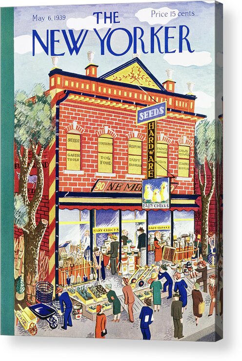 Storefront Acrylic Print featuring the painting New Yorker May 6 1939 by Ilonka Karasz