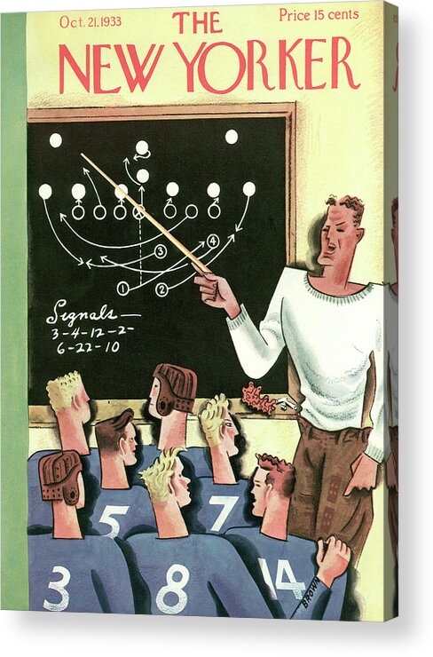 Football Acrylic Print featuring the painting New Yorker October 21st, 1933 by Harry Brown
