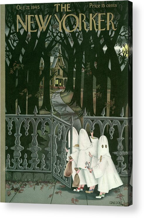 Halloween Acrylic Print featuring the painting New Yorker October 27, 1945 by Edna Eicke