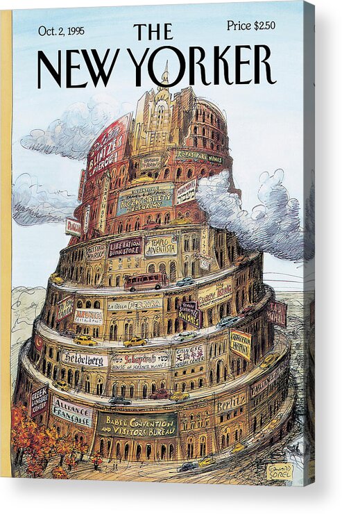 I Love Babel Acrylic Print featuring the painting New Yorker October 2nd, 1995 by Edward Sorel