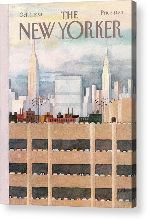 New York City Acrylic Print featuring the painting New Yorker October 8th, 1984 by Charles E Martin