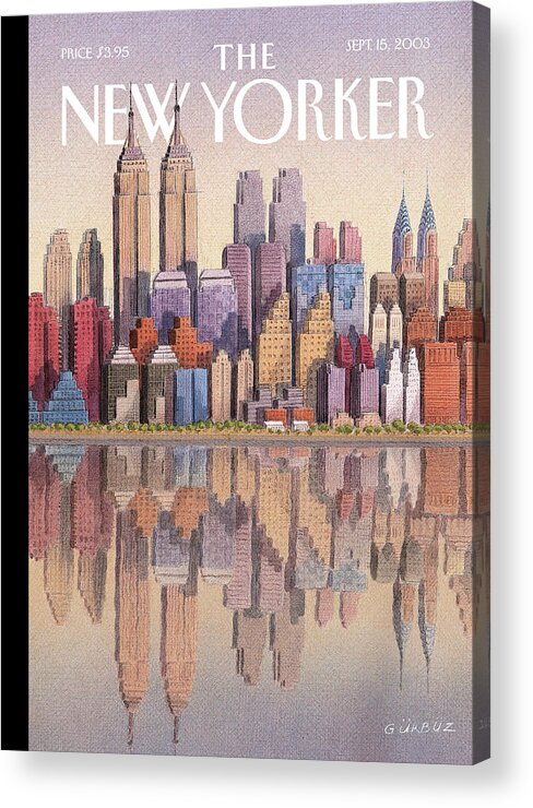 Twin Towers Acrylic Print featuring the painting Twin Towers by Gurbuz Dogan Eksioglu