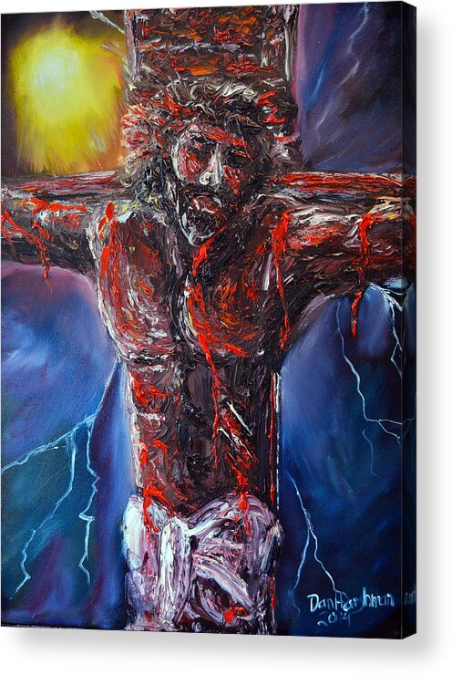 Jesus Acrylic Print featuring the painting No Greater Love by Dan Harshman