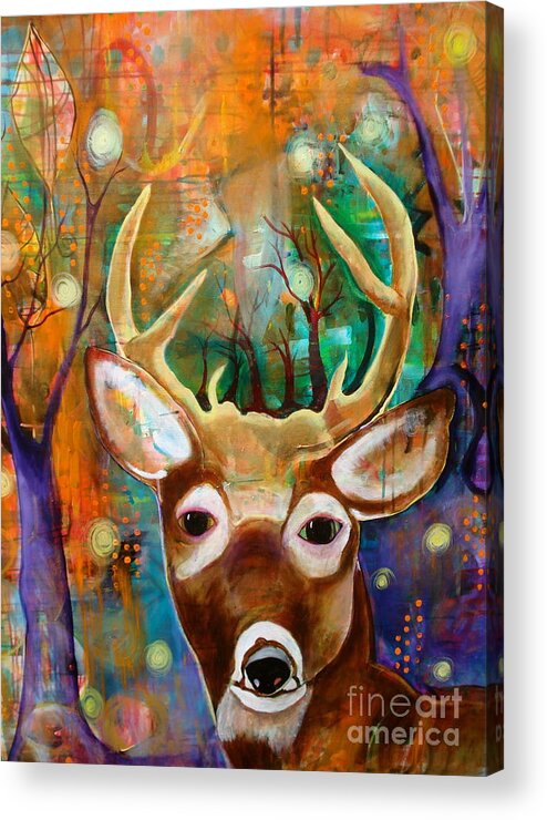 Deer Acrylic Print featuring the painting October 21st by Kim Heil