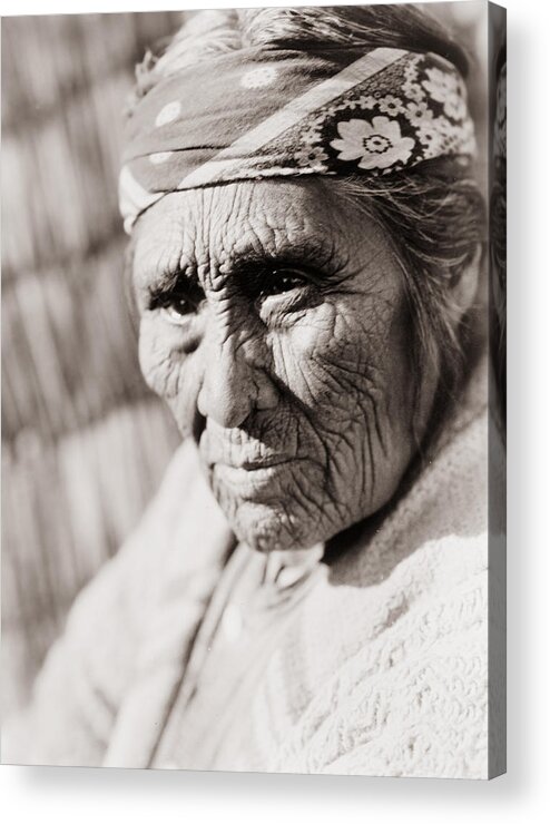 Old Acrylic Print featuring the photograph Old Klamath woman circa 1923 by Aged Pixel