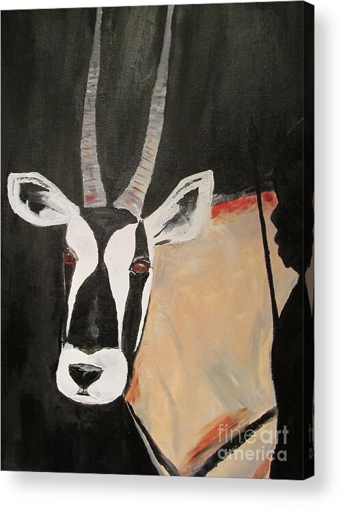 African Oryx Acrylic Print featuring the painting Oryx by Susan Voidets