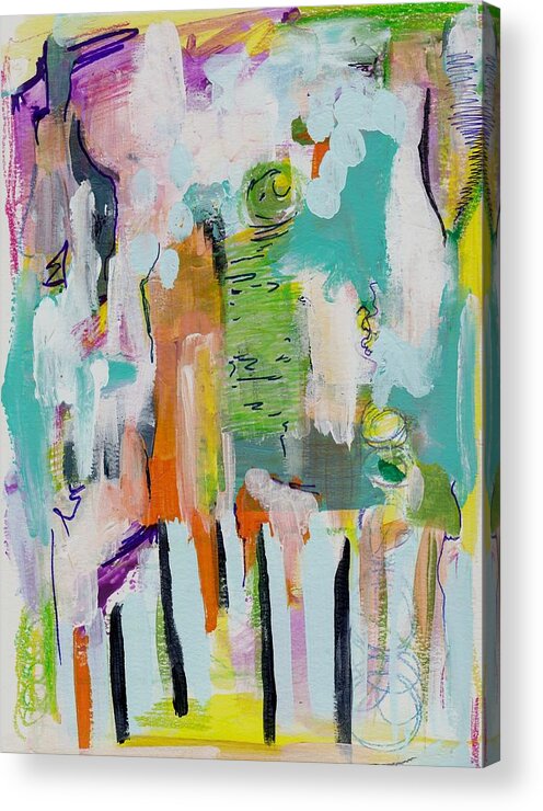Modern Abstract Painting Acrylic Print featuring the painting Pacific Island Abstract by Rosalina Bojadschijew