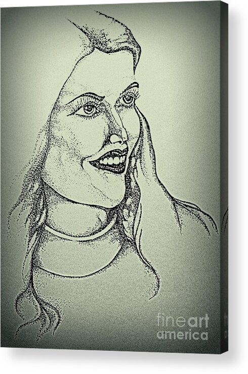 Pamela Acrylic Print featuring the drawing Pamela by Greg Moores