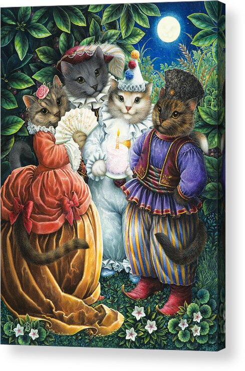 Cats Acrylic Print featuring the painting Party Cats by Lynn Bywaters