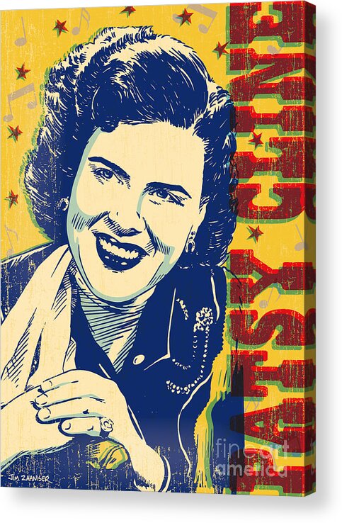 Country And Western Acrylic Print featuring the digital art Patsy Cline Pop Art by Jim Zahniser