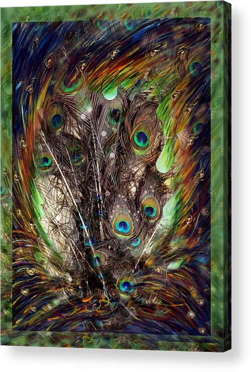 Peacock Acrylic Print featuring the painting Peacock Fantasy by Harsh Malik