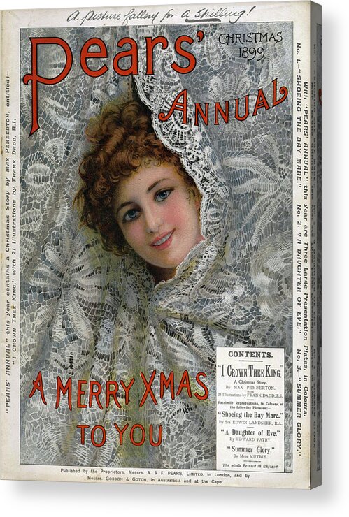 1890s Acrylic Print featuring the drawing Pears Annual 1899 1890s Uk Cc Christmas by The Advertising Archives
