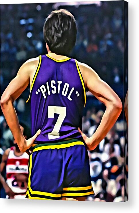 Pete Maravich Acrylic Print featuring the painting Pete Maravich by Florian Rodarte
