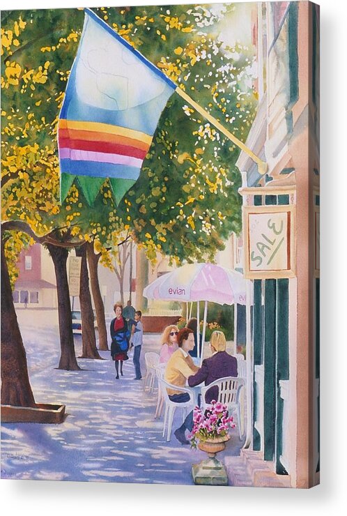 Watercolor Acrylic Print featuring the painting Piermont Avenue by Daniel Dayley