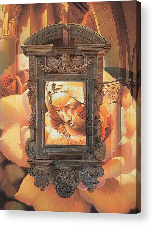 Conceptual Acrylic Print featuring the painting Pieta by Mia Tavonatti