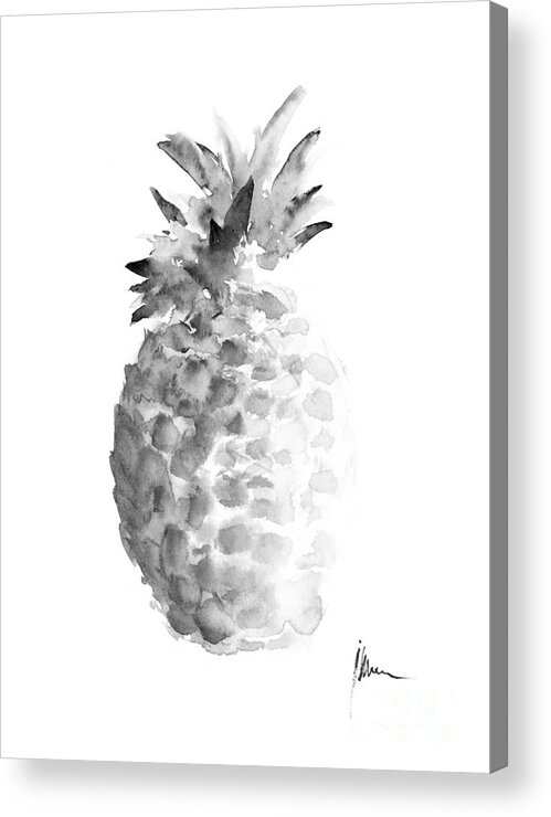 Pineapple Acrylic Print featuring the painting Pineapple painting watercolor art print by Joanna Szmerdt