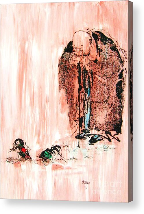 Original: Figurative Acrylic Print featuring the painting Pondering aggression by Thea Recuerdo
