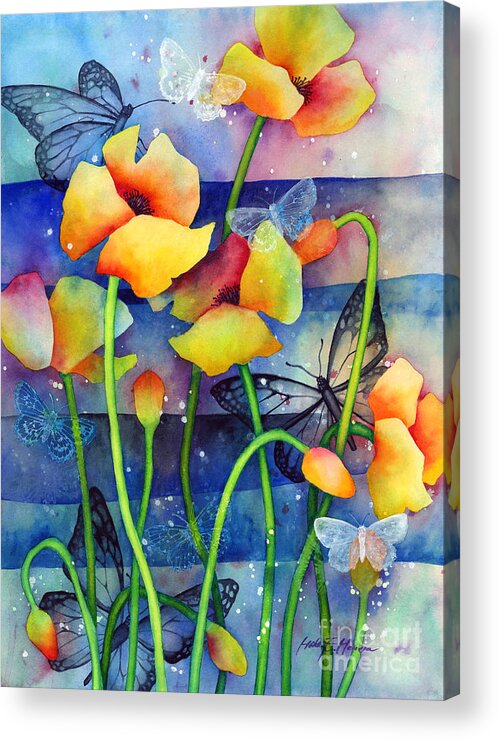 Flower Acrylic Print featuring the painting Poppy Field by Hailey E Herrera
