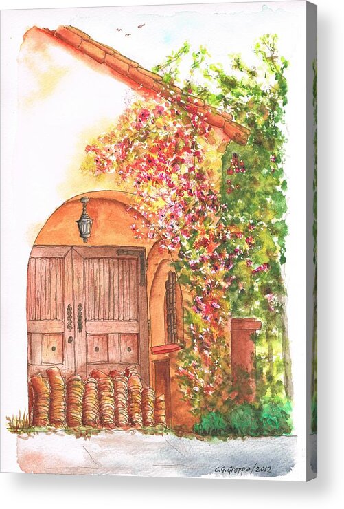 Nature Acrylic Print featuring the painting Portal with bouganvilles in Westwood - California by Carlos G Groppa