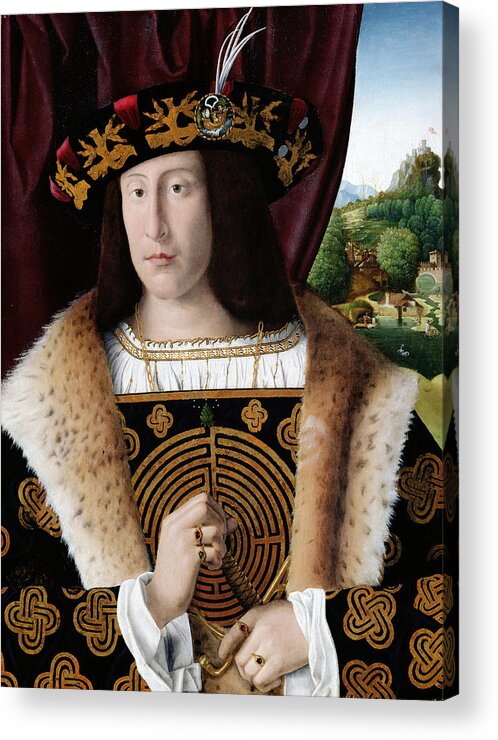 Fur Collar Acrylic Print featuring the painting Portrait Of A Man by Bartolomeo Veneto