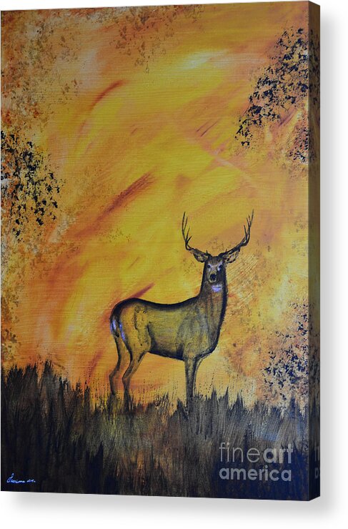 Buck Acrylic Print featuring the painting Quiet Time3 by Laurianna Taylor