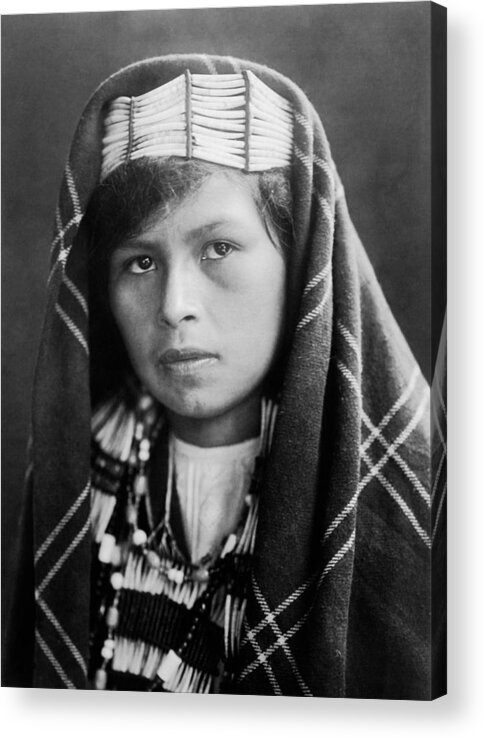 1913 Acrylic Print featuring the photograph Quinault Indian woman circa 1913 by Aged Pixel
