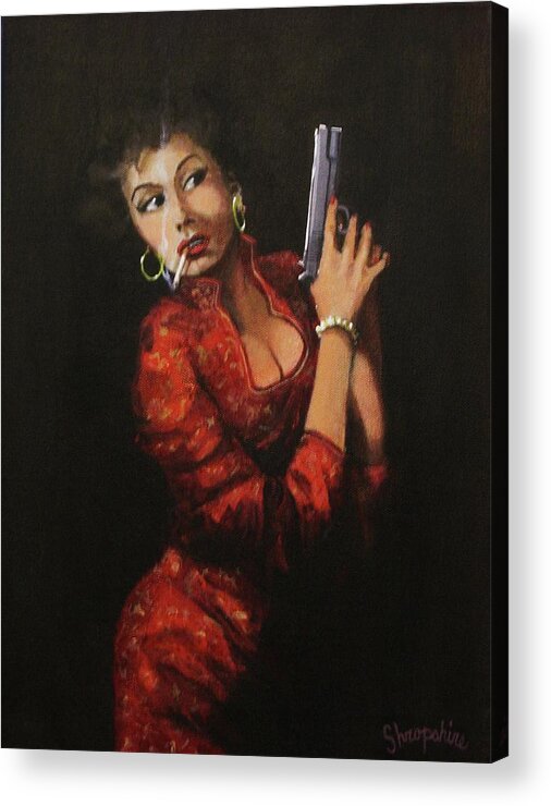  Cigarettes Acrylic Print featuring the painting Red Peril by Tom Shropshire