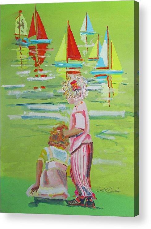 Kids Acrylic Print featuring the painting Regatta by Charles Stuart