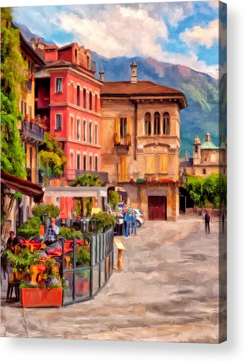 Northern Italy Acrylic Print featuring the painting Relaxing In Baveno by Michael Pickett