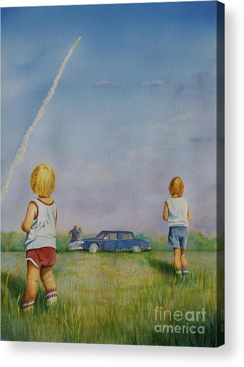 Discovery Acrylic Print featuring the painting Return to Space by AnnaJo Vahle