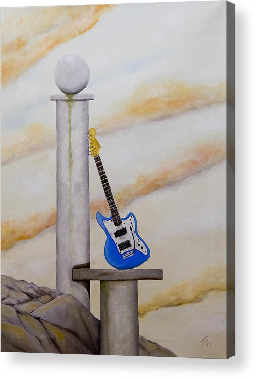 Rock Guitar Acrylic Print featuring the painting Rock Guitar Fender Marauder by John Stuart Webbstock