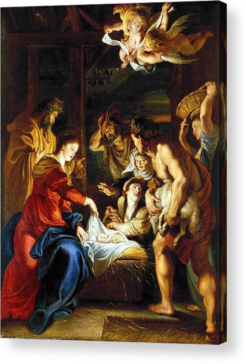 1608 Acrylic Print featuring the painting Adoration of the Shepherds by Peter Paul Rubens