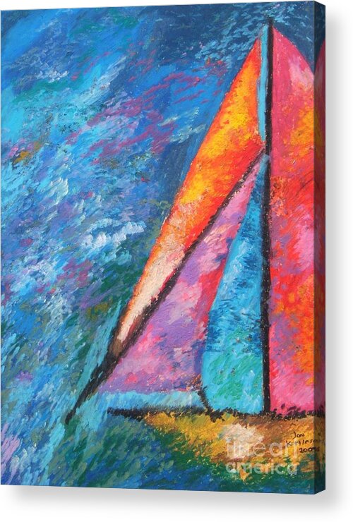 Sailing Acrylic Print featuring the pastel Sailing by Jon Kittleson