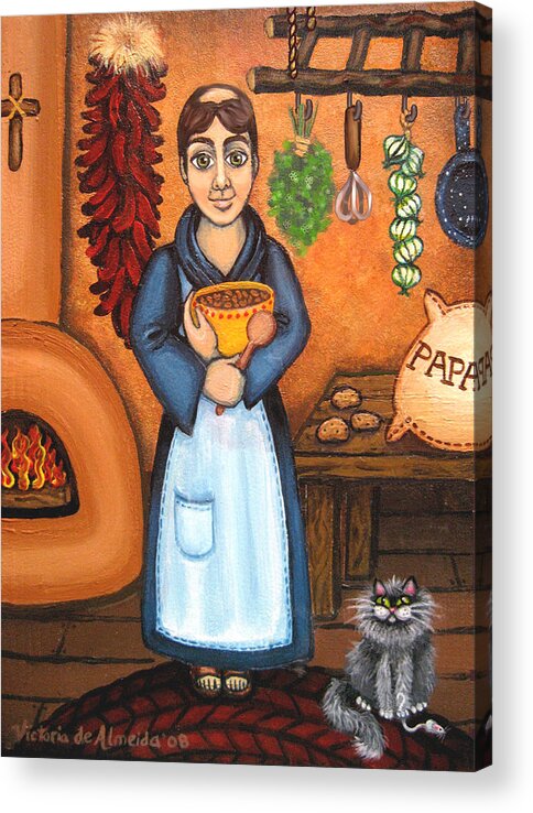 San Pascual Acrylic Print featuring the painting San Pascual BAD KITTY by Victoria De Almeida